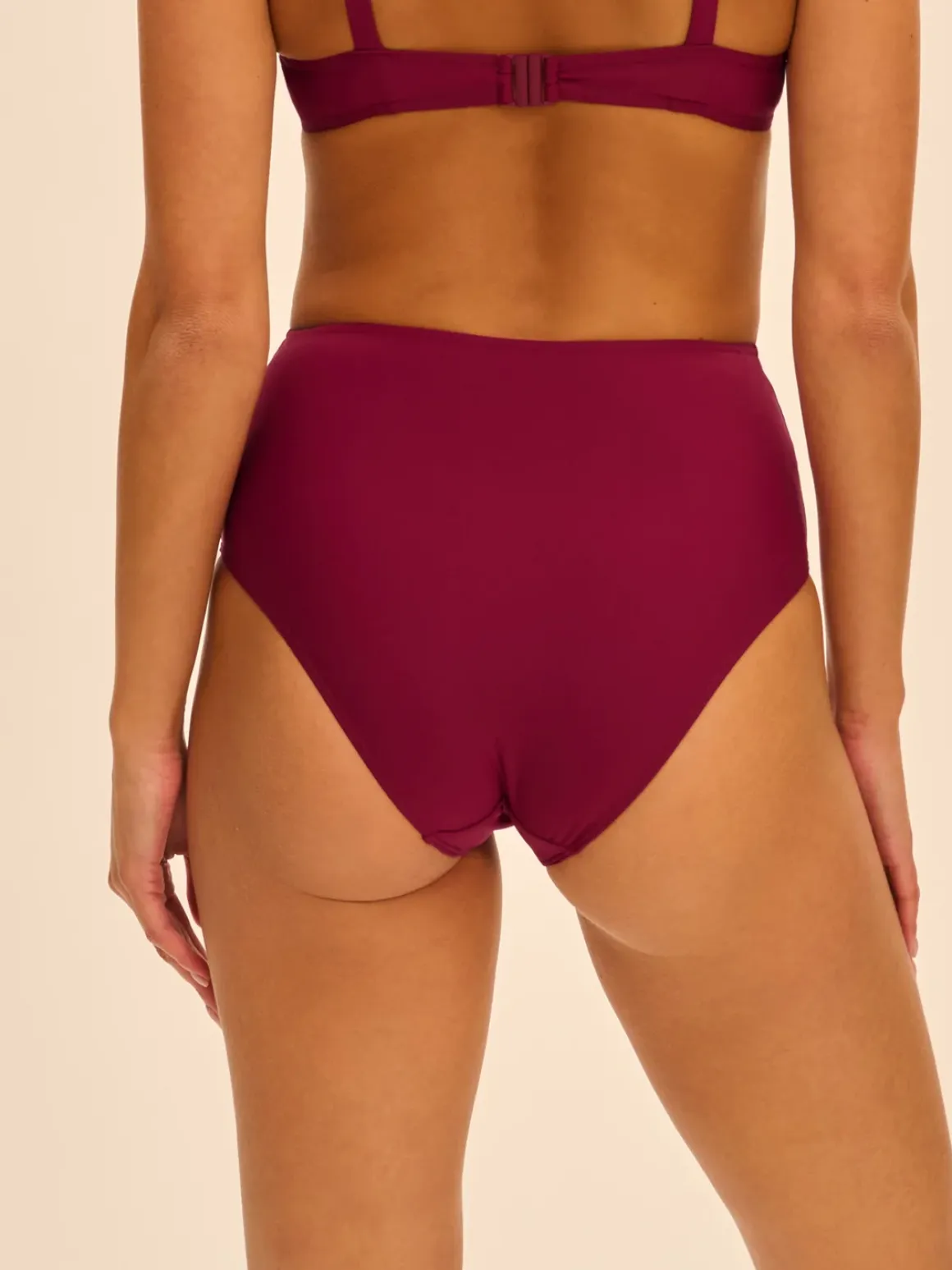 Culotte de bain taille haute - Cassis