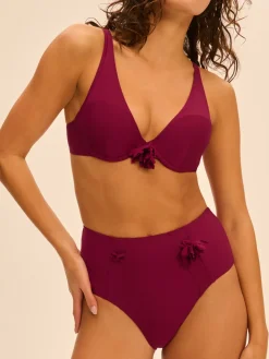 Culotte de bain taille haute - Cassis
