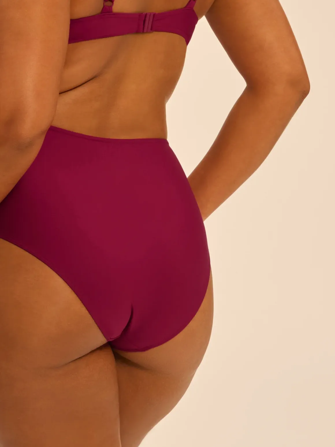 Culotte de bain taille haute - Cassis