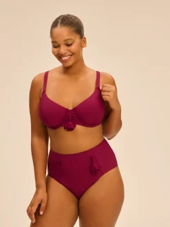 Culotte de bain taille haute - Cassis