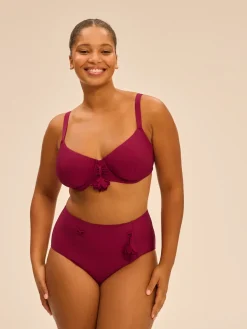 Culotte de bain taille haute - Cassis