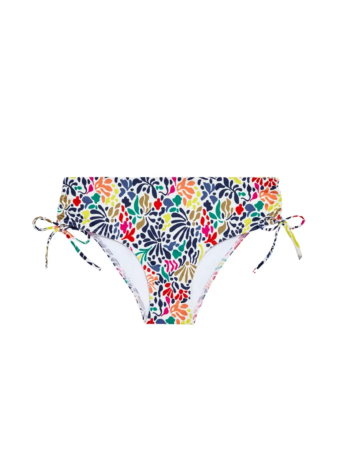Culotte de bain taille haute - Imprimé tropico blanc