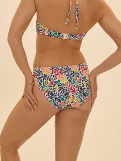 Culotte de bain taille haute - Imprimé tropico blanc