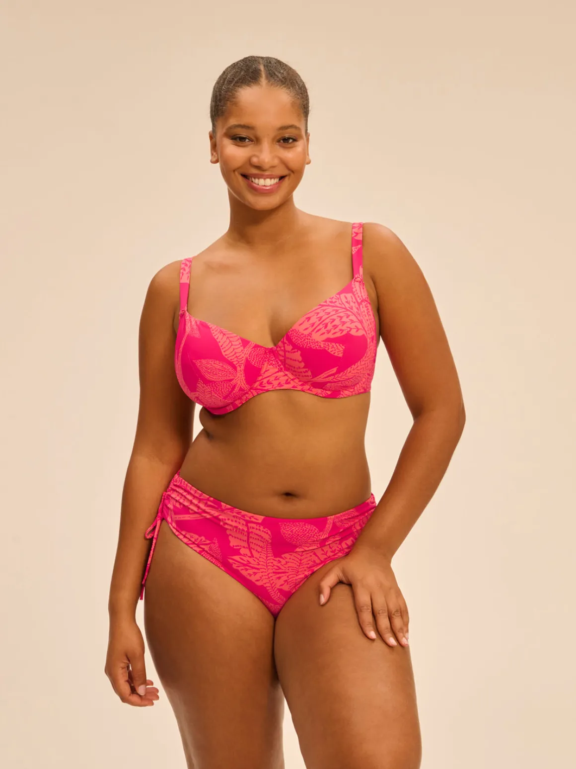 Culotte de bain taille haute - Imprimé Bright Rose