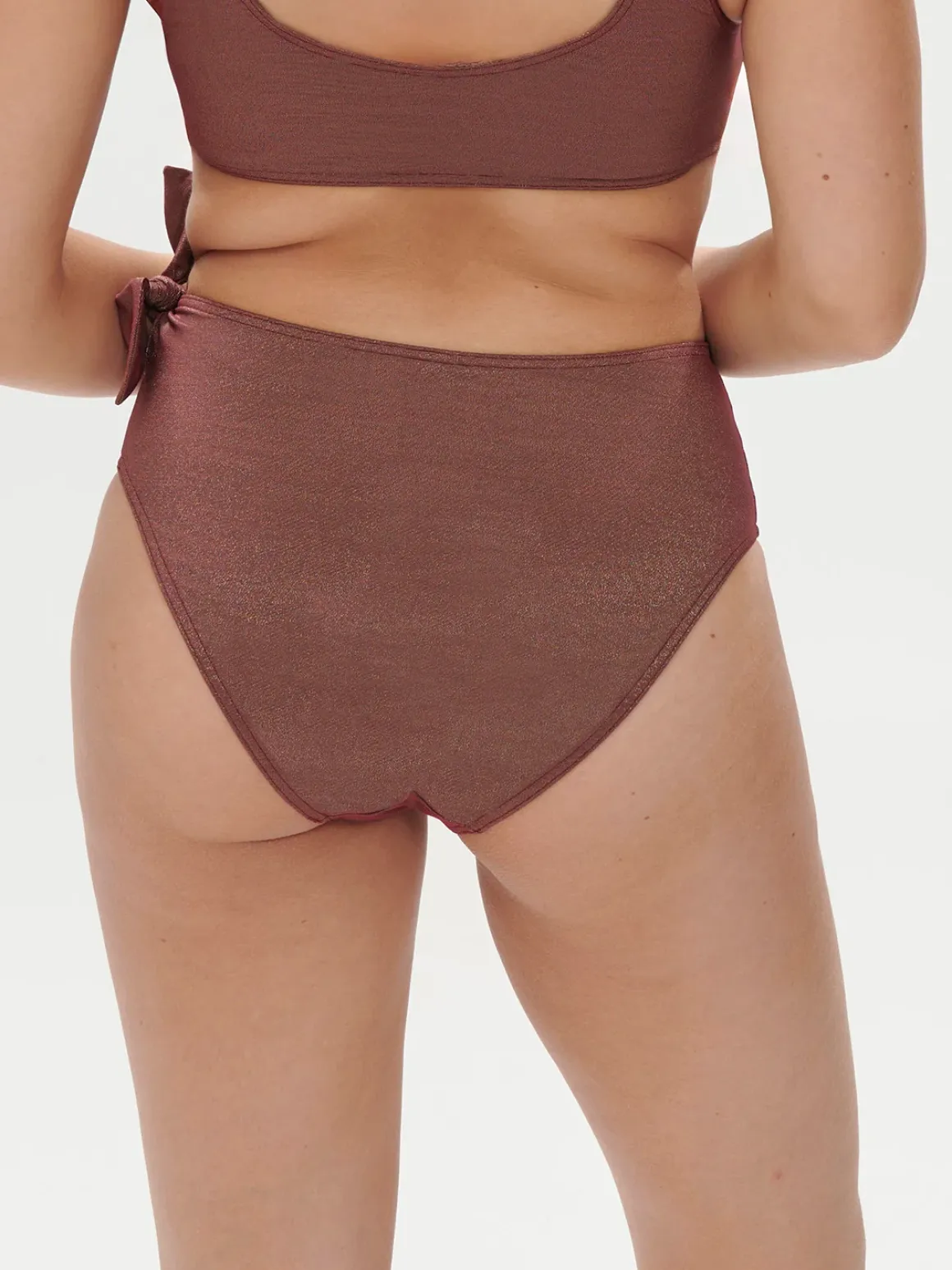 Culotte de bain taille haute - Lurex Dark Purple