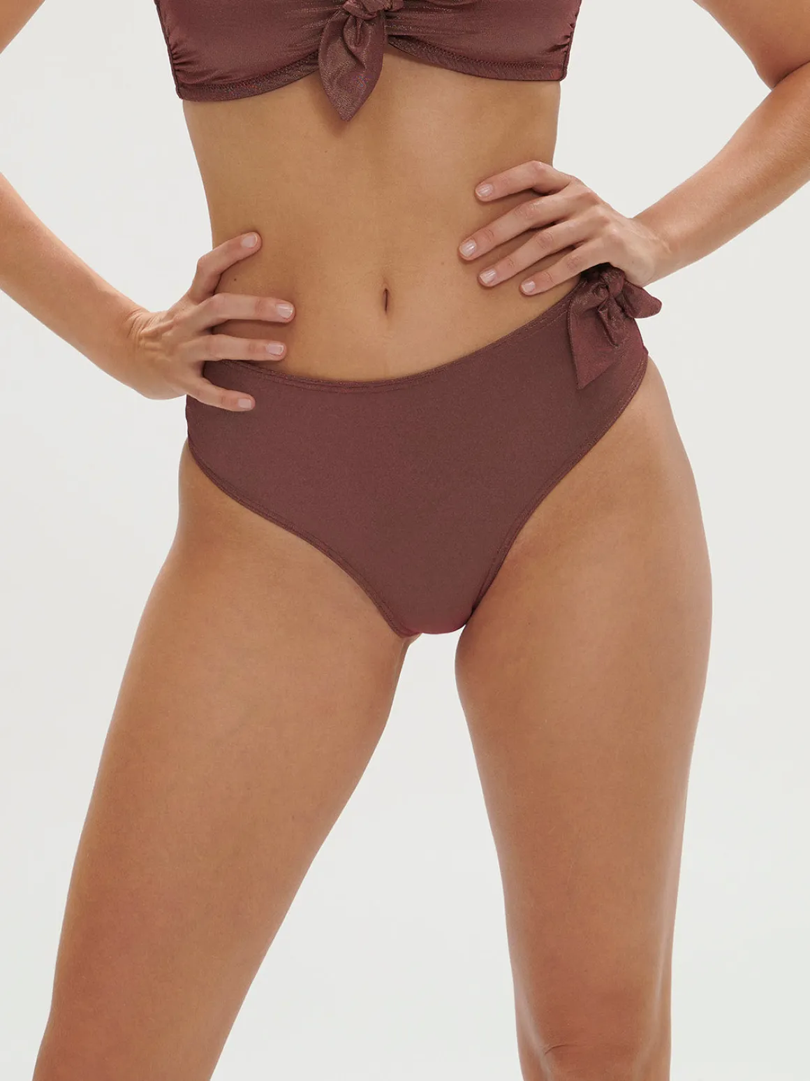 Culotte de bain taille haute - Lurex Dark Purple