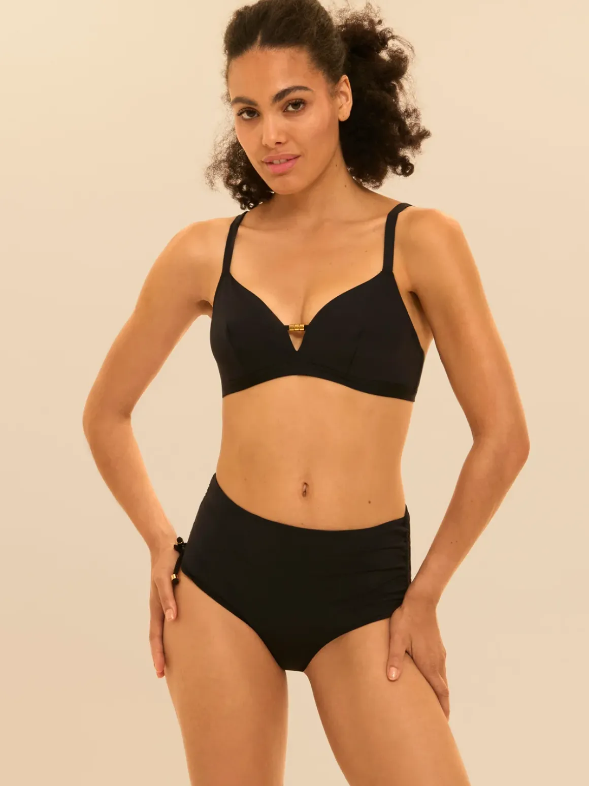 Culotte de bain taille haute - Noir