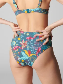 Culotte de bain taille haute - Vert Lagune