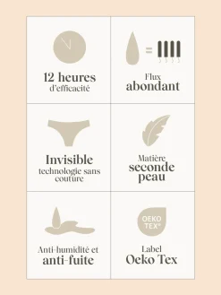 Culotte menstruelle Karma flux abondant - Noir