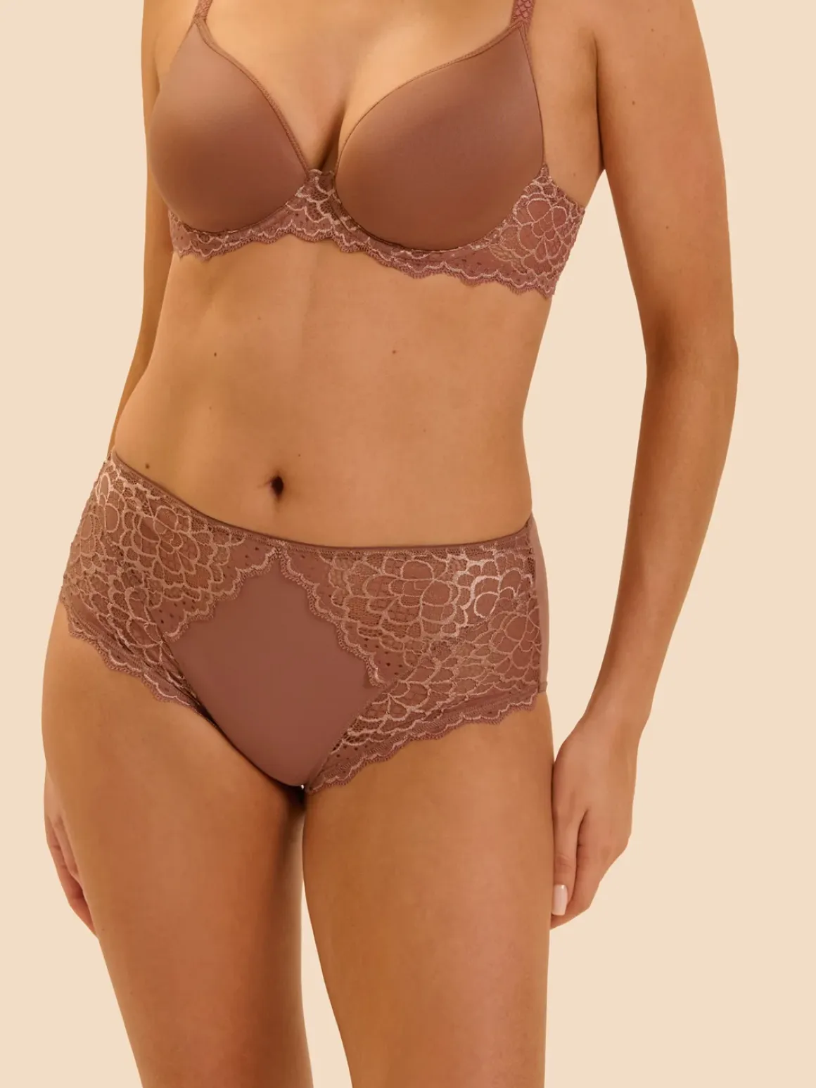 Culotte taille haute - Brun coco