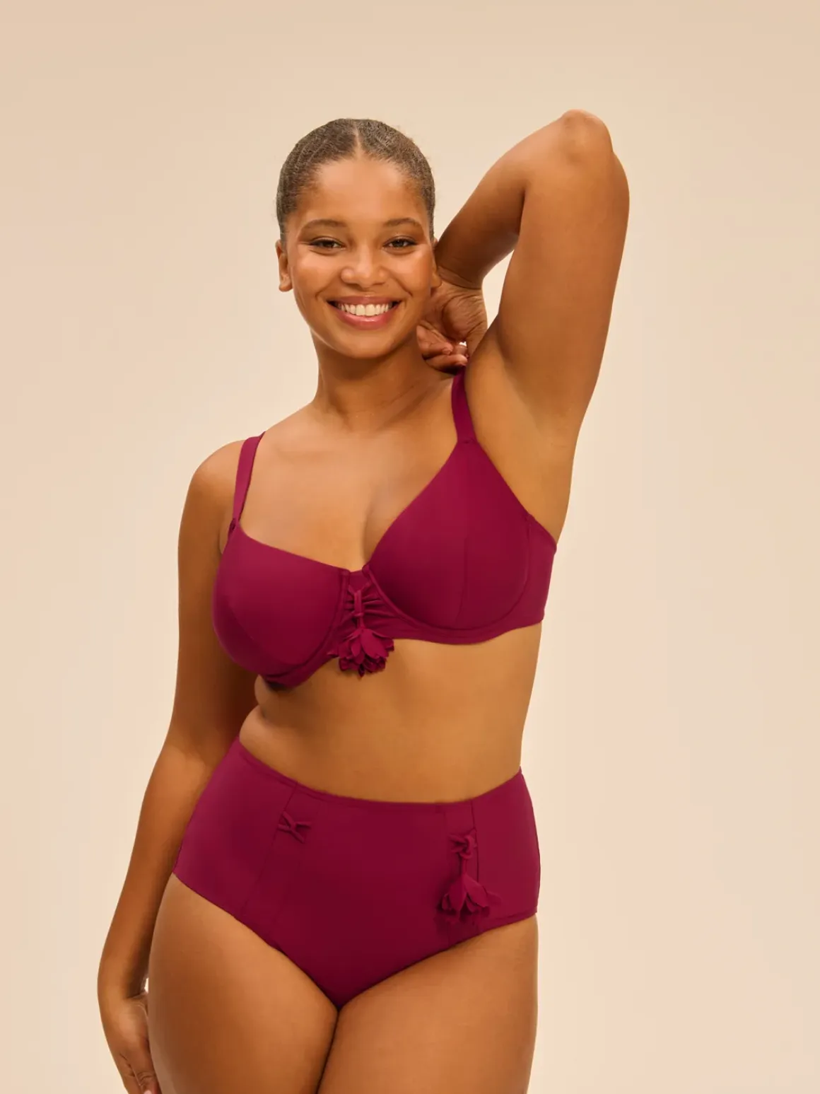 Haut de maillot de bain avec armatures - Cassis