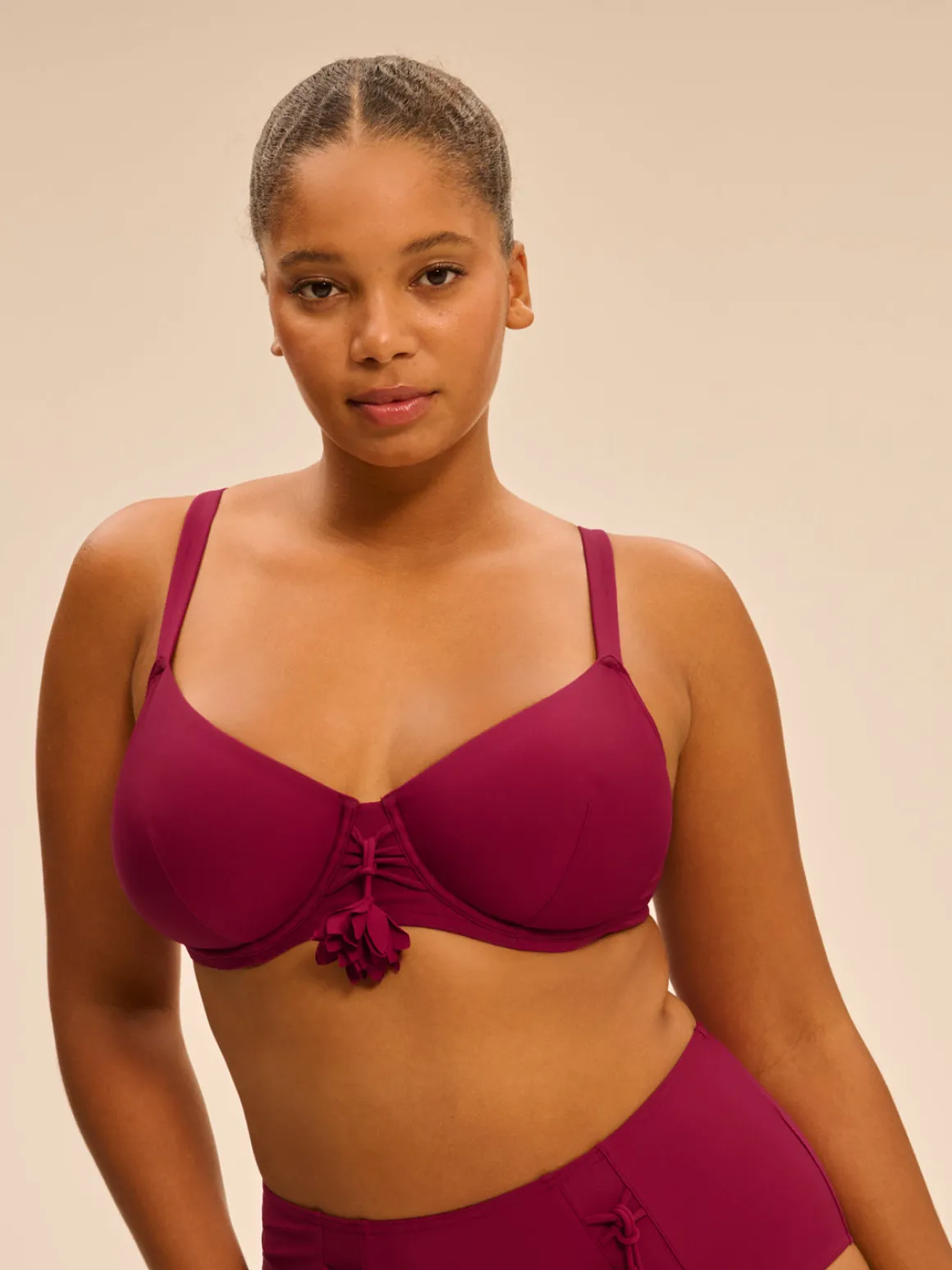 Haut de maillot de bain avec armatures - Cassis