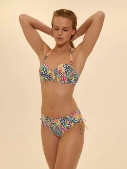 Haut de maillot de bain bandeau à coque - Imprimé tropico blanc