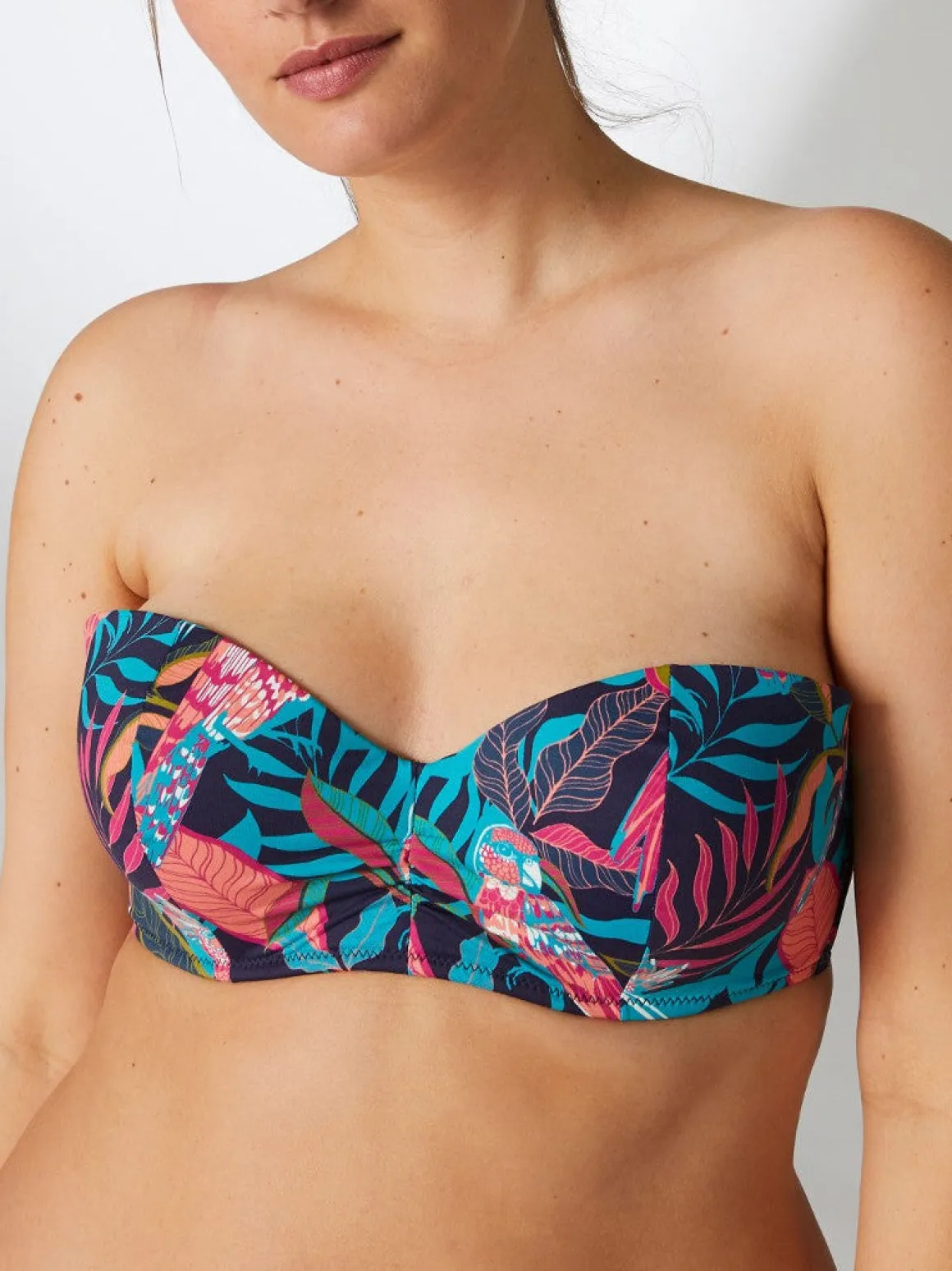 Haut de maillot de bain bandeau coque sans armature - Bleu cosmos
