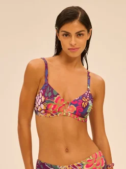 Haut de maillot de bain triangle avec armatures cachées - Imprimé Bloom