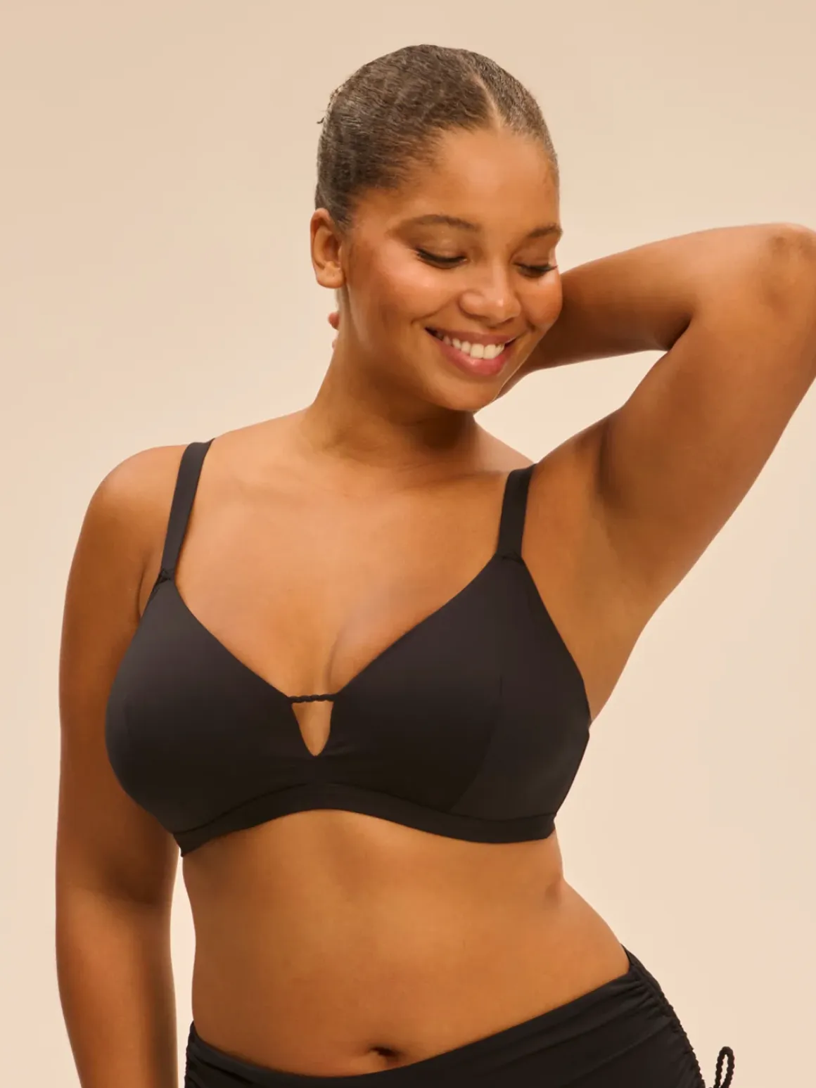 Haut de maillot de bain triangle avec armatures cachées - Noir