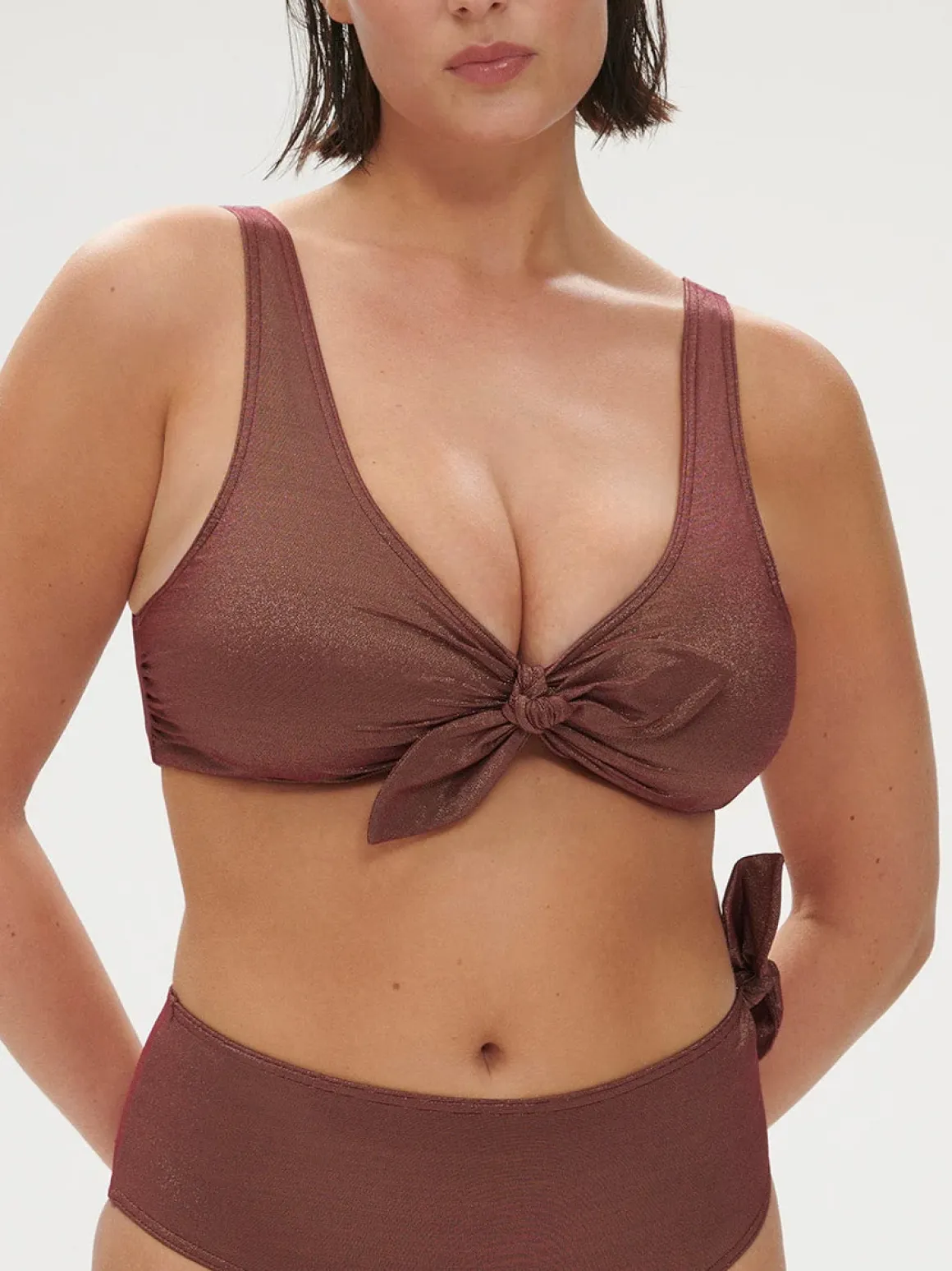 Haut de maillot de bain triangle sans armature - Lurex Dark Purple