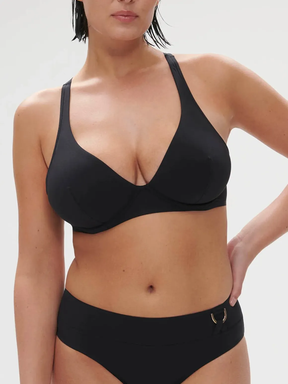 Haut de maillot de bain triangle avec armatures - Noir