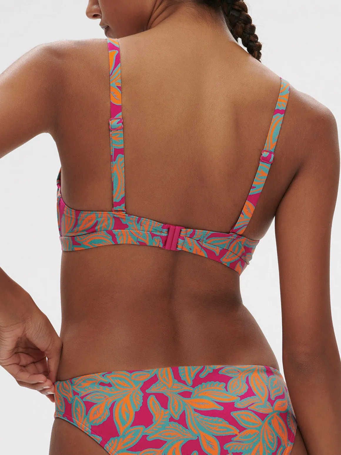 Haut de maillot de bain triangle avec armatures cachées - Imprimé Rose Ménara