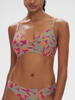 Haut de maillot de bain triangle avec armatures cachées - Imprimé Rose Ménara