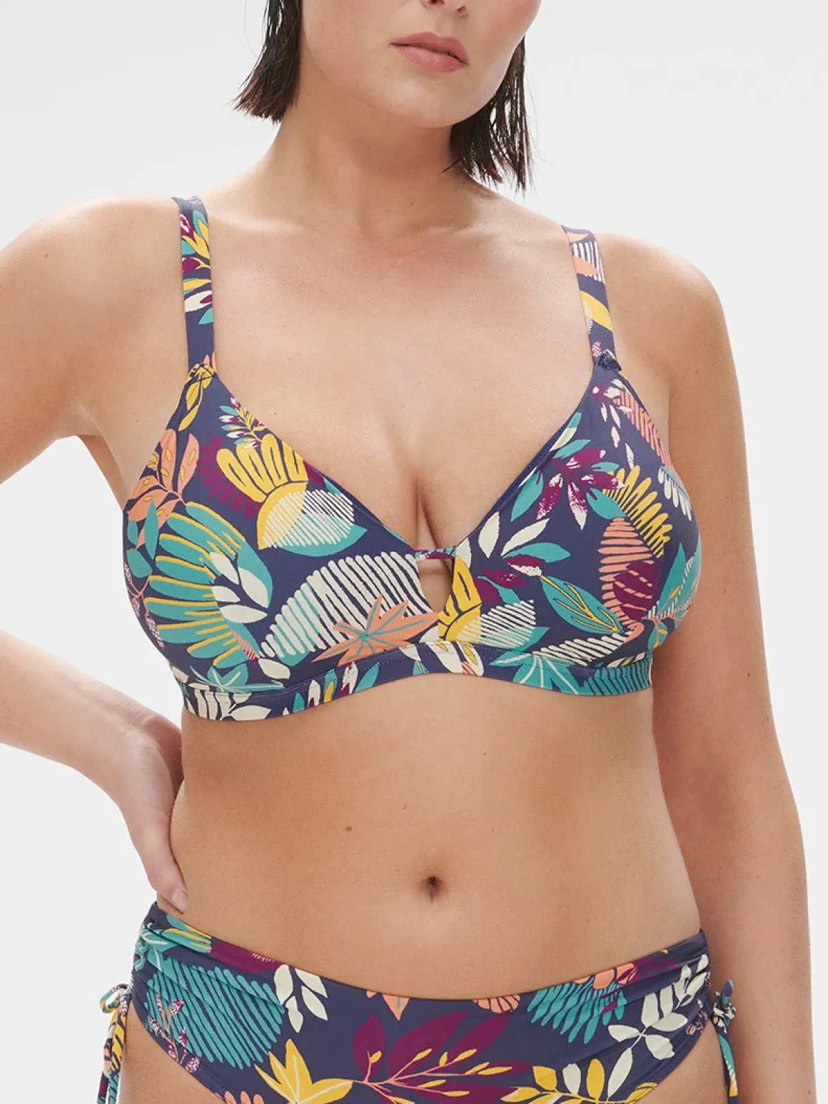 Haut de maillot de bain triangle avec armatures cachées - Imprimé Bleu Seaside