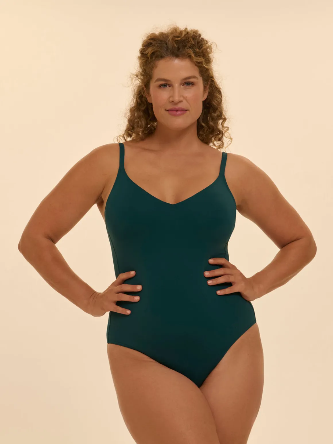 Maillot de bain 1 pièce bonnet mousse sans armature - Emeraude