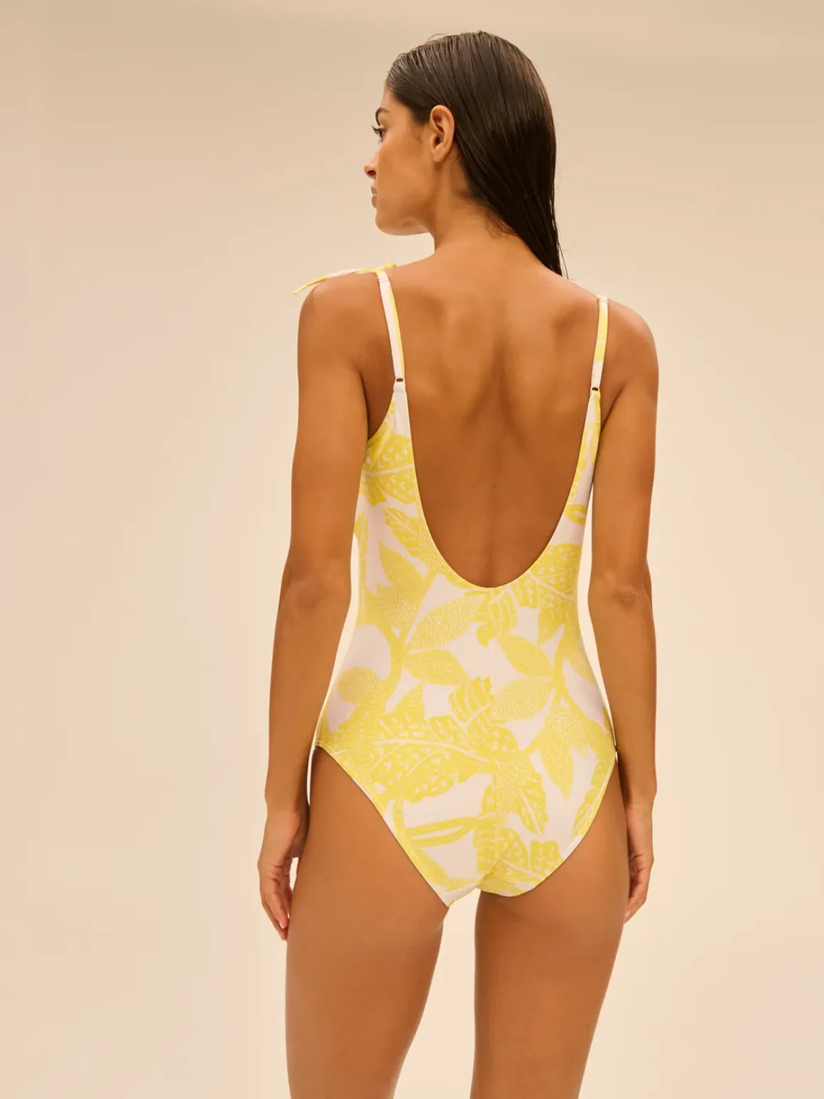 Maillot de bain 1 pièce bonnet mousse sans armature - Imprimé Pluméria
