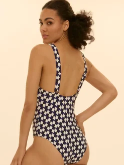 Maillot de bain 1 pièce bonnet mousse sans armature - Imprimé sailling