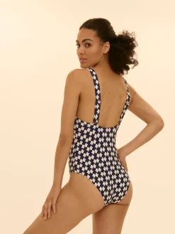 Maillot de bain 1 pièce bonnet mousse sans armature - Imprimé sailling