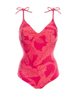 Maillot de bain 1 pièce bonnet mousse sans armature - Imprimé Bright Rose