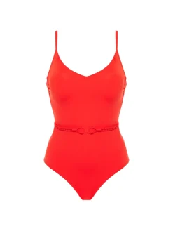 Maillot de bain 1 pièce bonnet mousse sans armature - Orange Grenadier