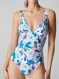 Maillot de bain 1 pièce de bain avec armatures cachées - Blanc Littoral