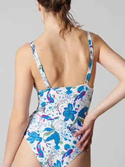Maillot de bain 1 pièce de bain avec armatures cachées - Blanc Littoral