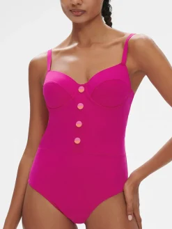 Maillot de bain 1 pièce de bain avec armatures - Rose Hibiscus