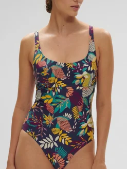 Maillot de bain 1 pièce de bain avec armatures - Imprimé Bleu Seaside