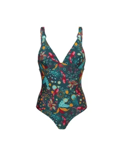 Maillot de bain 1 pièce de bain avec armatures cachées - Vert Lagune