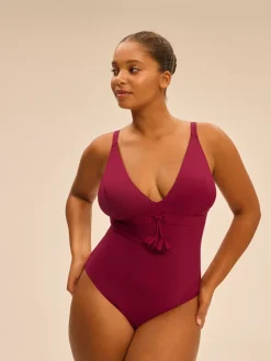 Maillot de bain 1 pièce de bain avec armatures cachées - Cassis