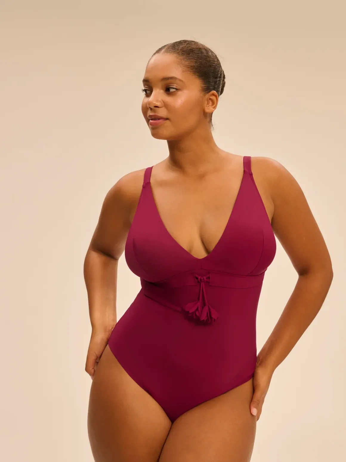 Maillot de bain 1 pièce de bain avec armatures cachées - Cassis