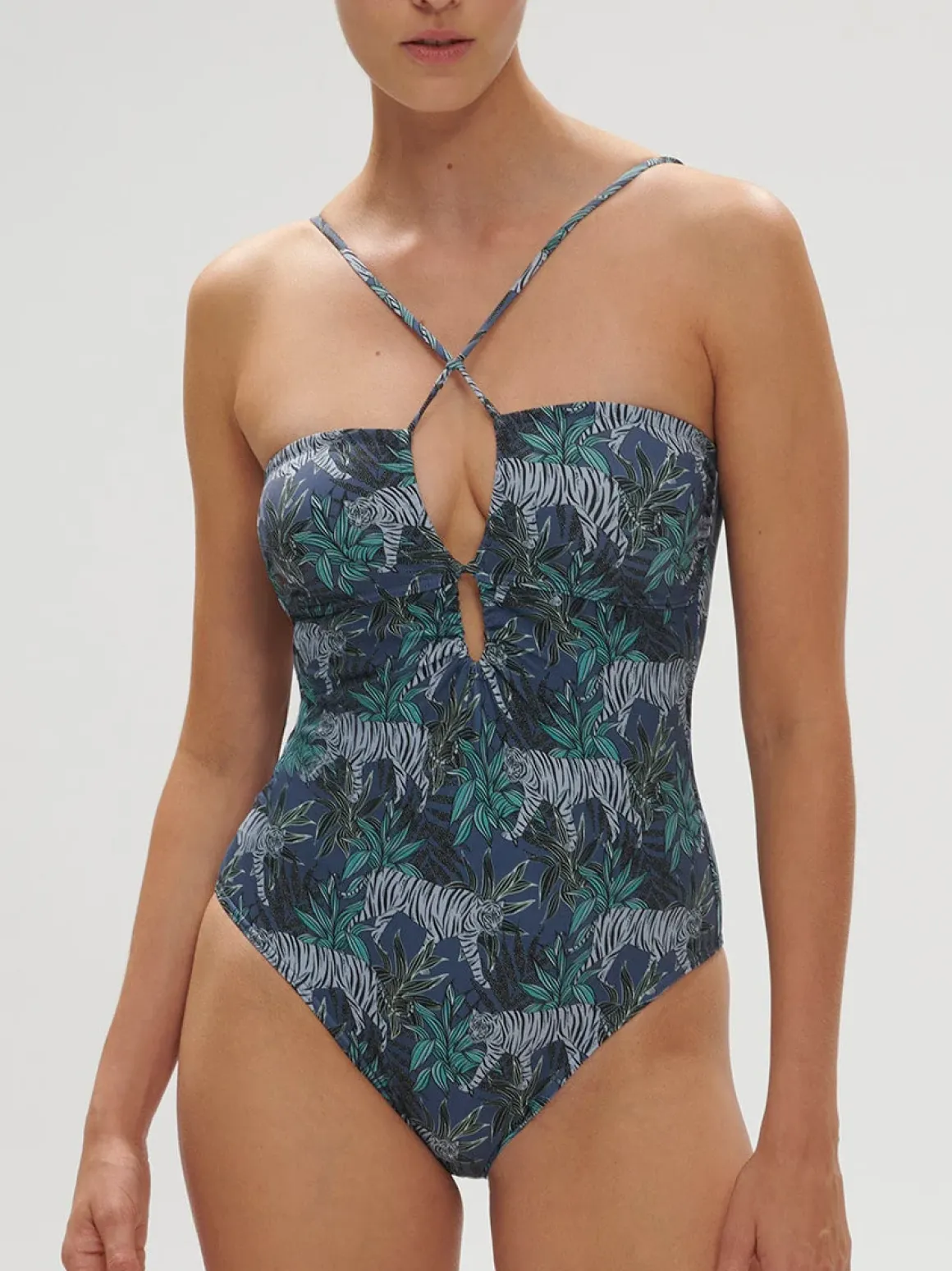 Maillot de bain 1 pièce sans armature - Imprimé Jungle Night