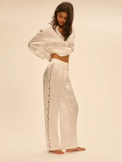 Pantalon broderie - Naturel