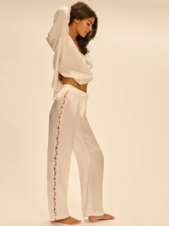 Pantalon broderie - Naturel