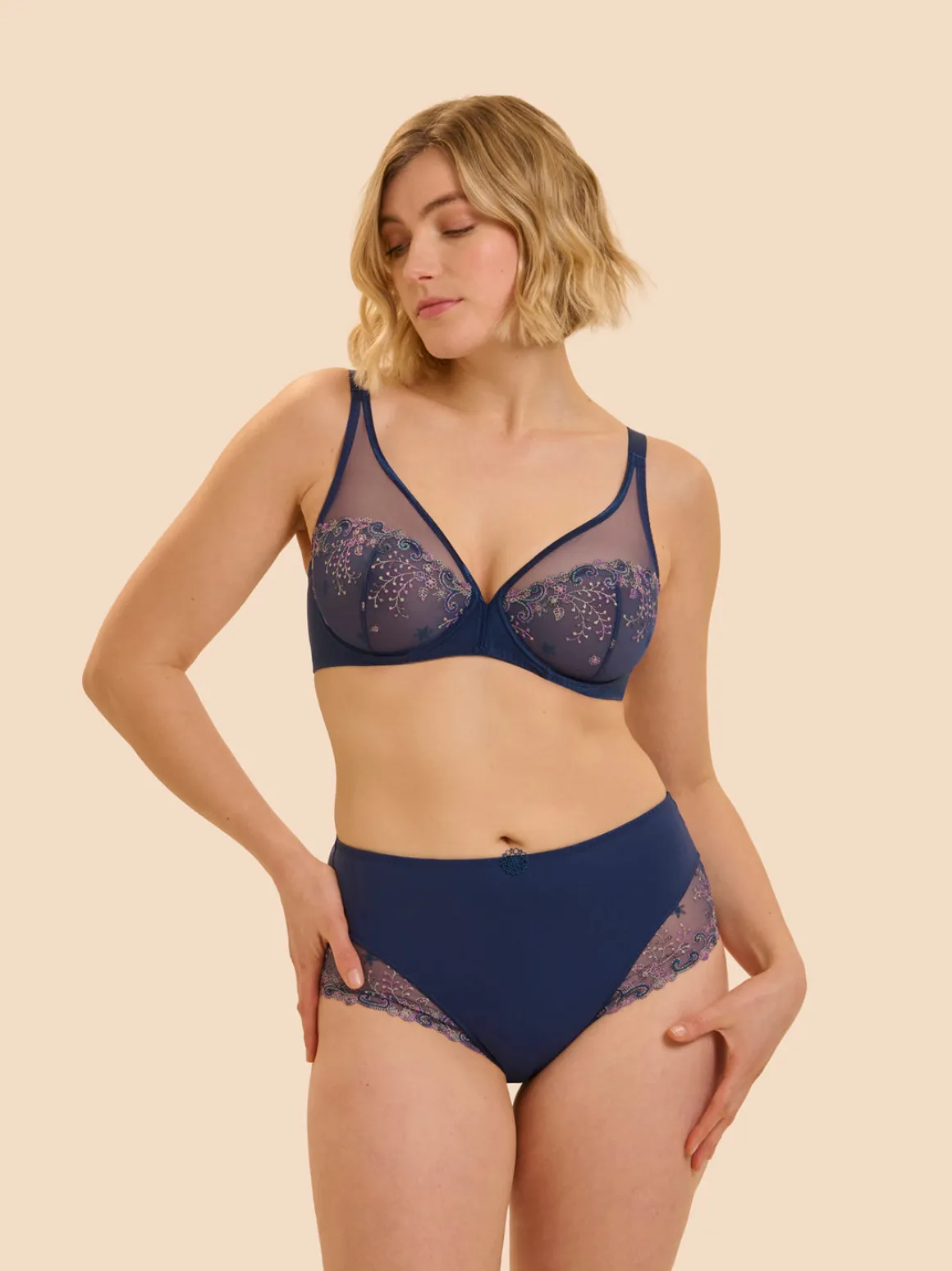 Soutien-gorge avec armature décolleté plongeant - Bleu Rainbow
