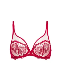 Soutien-gorge avec armature décolleté plongeant - Rouge Opéra