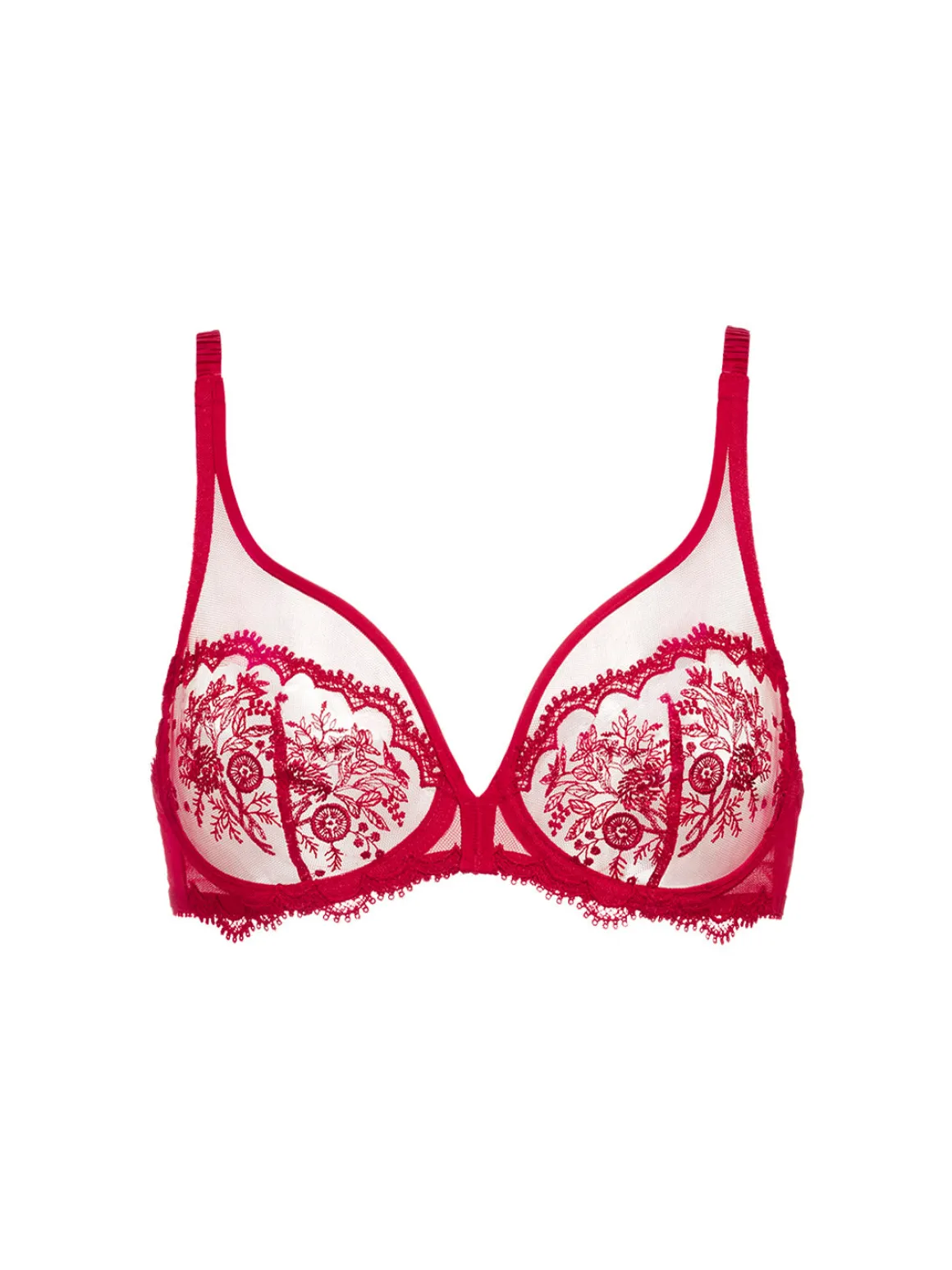 Soutien-gorge avec armature décolleté plongeant - Rouge Opéra