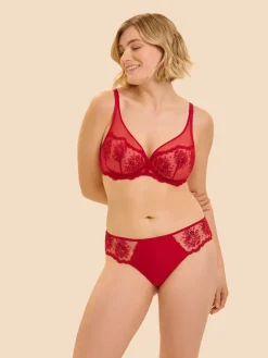 Soutien-gorge avec armature décolleté plongeant - Rouge Opéra