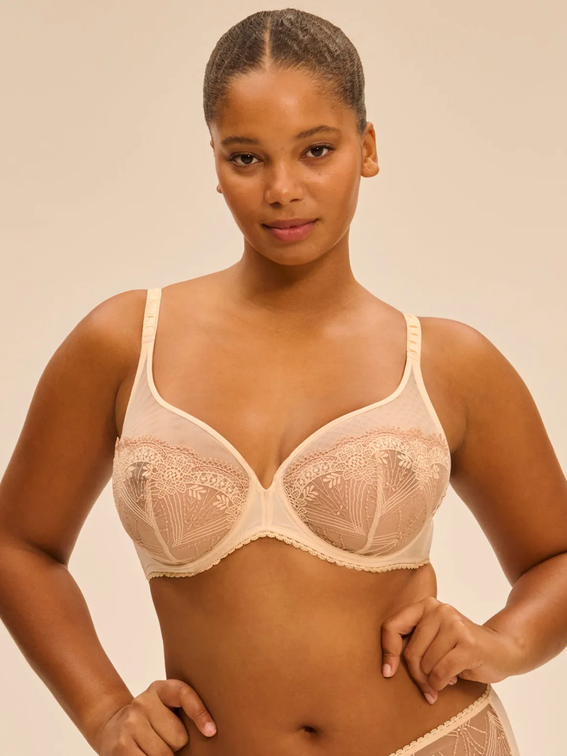 Soutien-gorge avec armature décolleté plongeant - Beige Chic