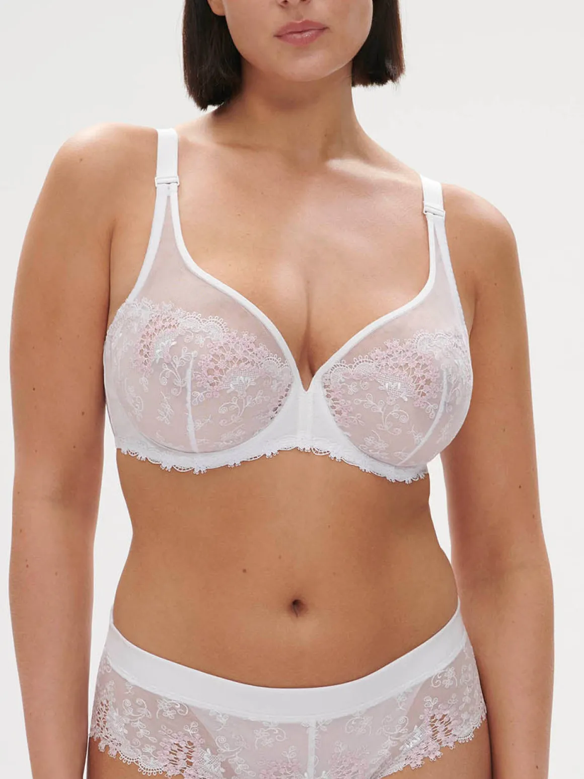 Soutien-gorge avec armature décolleté plongeant - Blanc Cristal