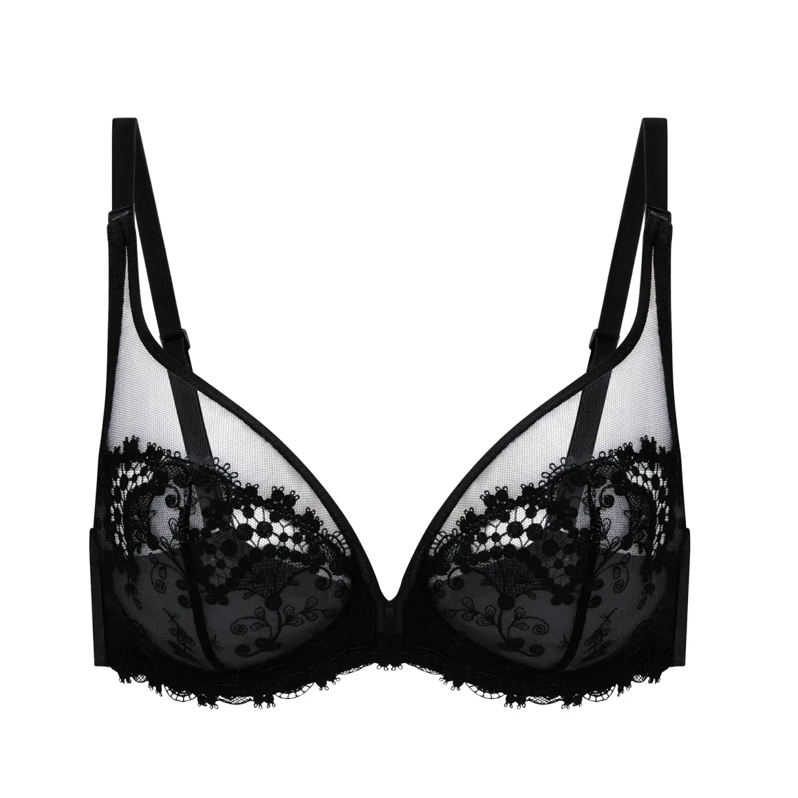 Soutien-gorge avec armature décolleté plongeant - Noir
