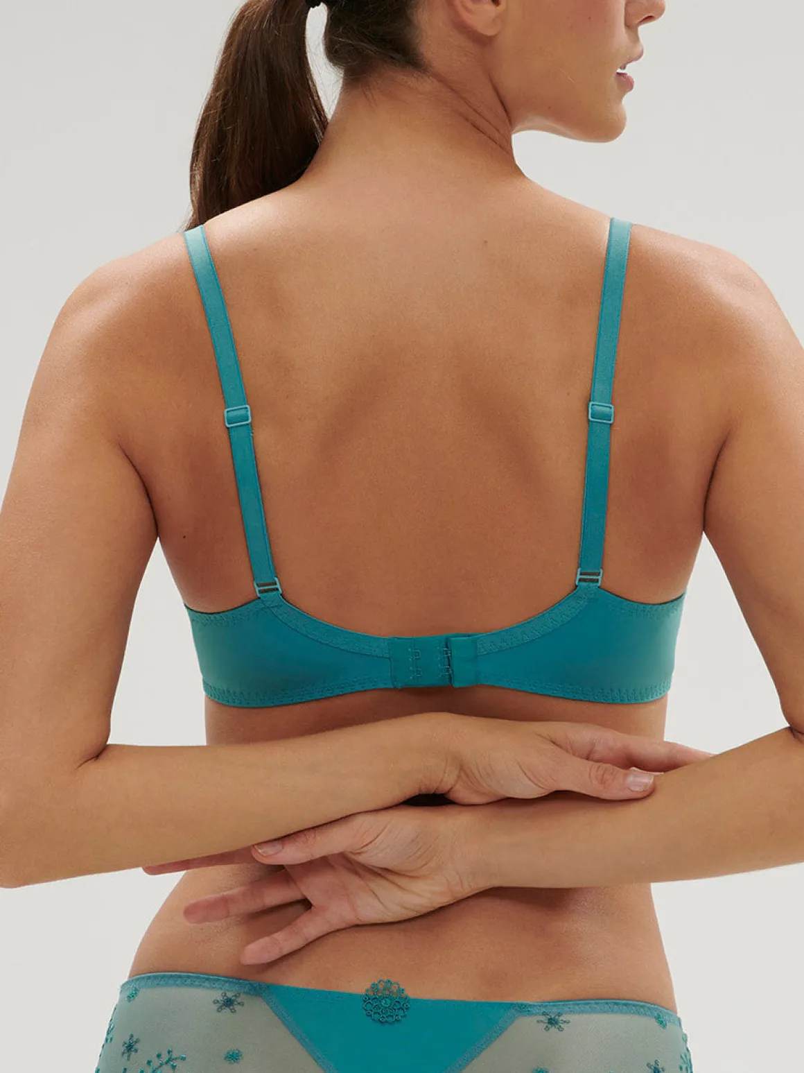 Soutien-gorge avec armature décolleté plongeant - Bleu Atoll