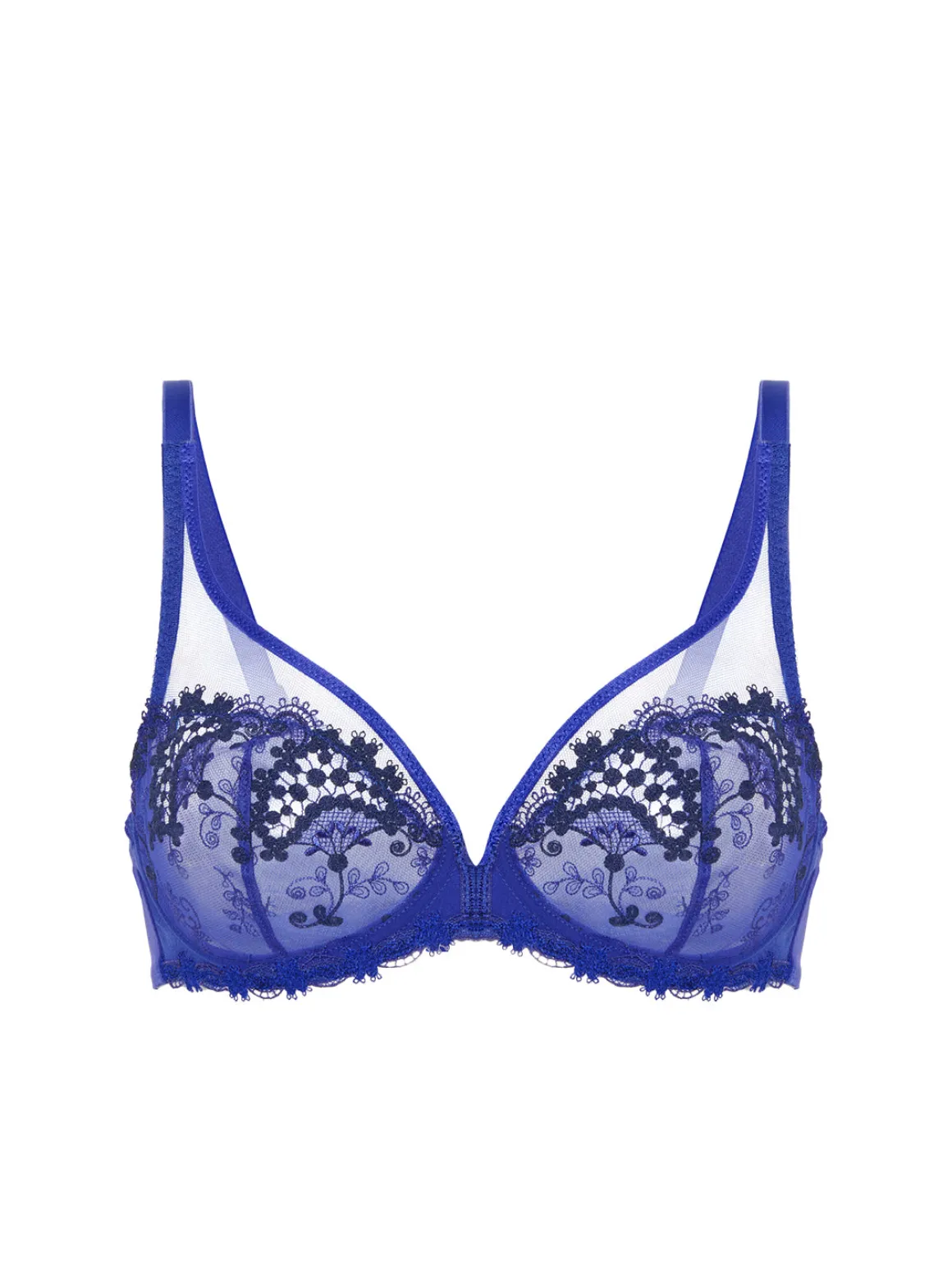 Soutien-gorge avec armature décolleté plongeant - Bleu électrique